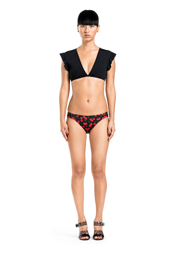 Beth Richards Sophia Top - Black V Front Top With Ruffle Detail On Shoulder Beth Richards Sophia Top - Black V Front Top With Ruffle Detail On Shoulder
