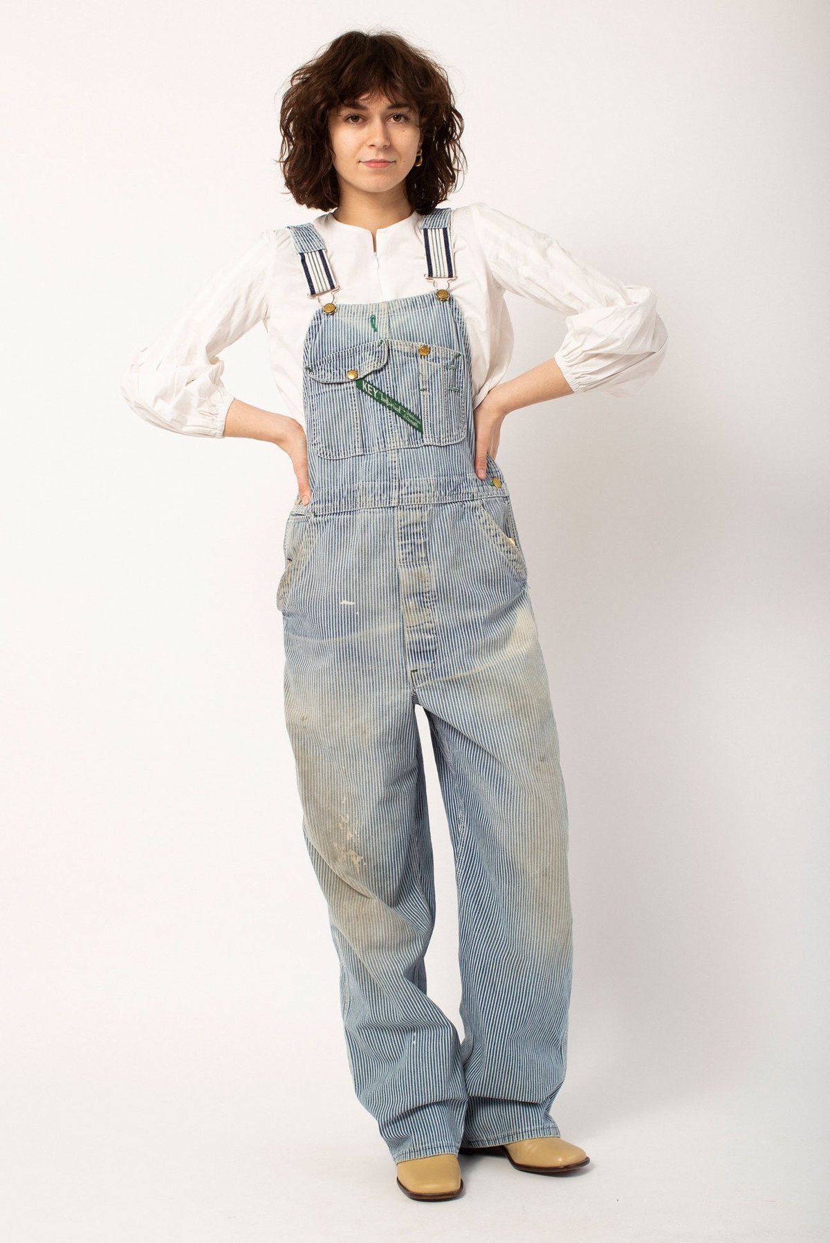 Key Logo Patch Denim Overalls, Made in USA, Men's, Size W33 cotton blue type Vintage Second Hand