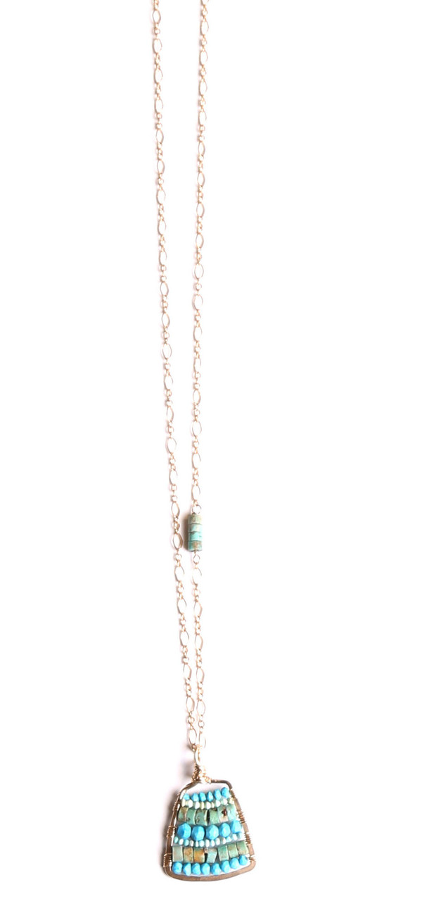 James and Jezebelle Turquoise Small Paddle Necklace James and Jezebelle Turquoise Small Paddle Necklace