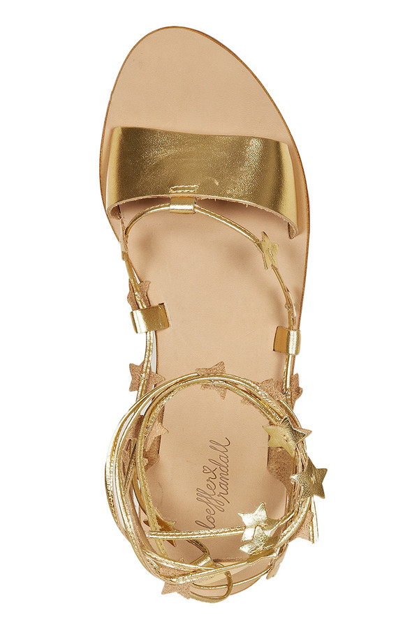 Loeffler Randall - Starla Gold Leather Ankle Wrap Flat Sandal Loeffler Randall - Starla Gold Leather Ankle Wrap Flat Sandal
