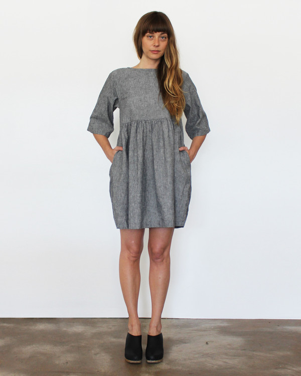 Esby Willow Babydoll Dress - Grey Stripe Esby Willow Babydoll Dress - Grey Stripe