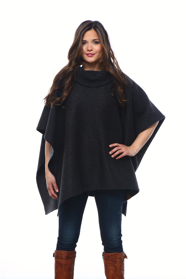 Stick & Ball Knit Collar Poncho Stick & Ball Knit Collar Poncho