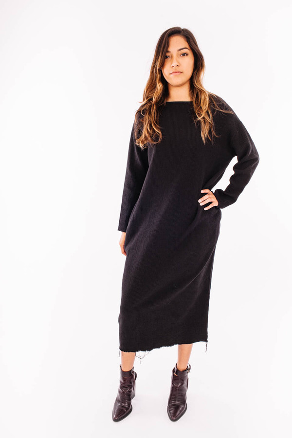 Black Crane Quilted Long Dress (Black) Black Crane Quilted Long Dress (Black)
