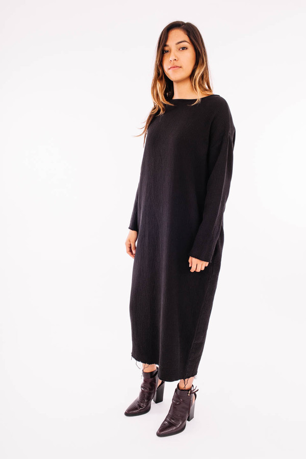 Black Crane Quilted Long Dress (Black) Black Crane Quilted Long Dress (Black)