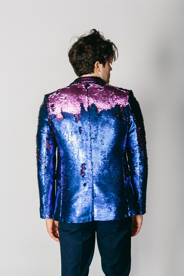 Men's Any Old Iron Blue/Purple Sequin Jacket Men's Any Old Iron Blue/Purple Sequin Jacket