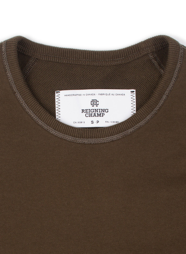 Reigning Champ Knit Midweight Terry Scalloped LS Crewneck Olive Reigning Champ Knit Midweight Terry Scalloped LS Crewneck Olive