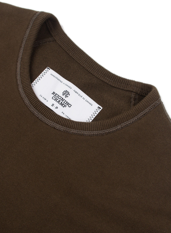 Reigning Champ Knit Midweight Terry Scalloped LS Crewneck Olive Reigning Champ Knit Midweight Terry Scalloped LS Crewneck Olive