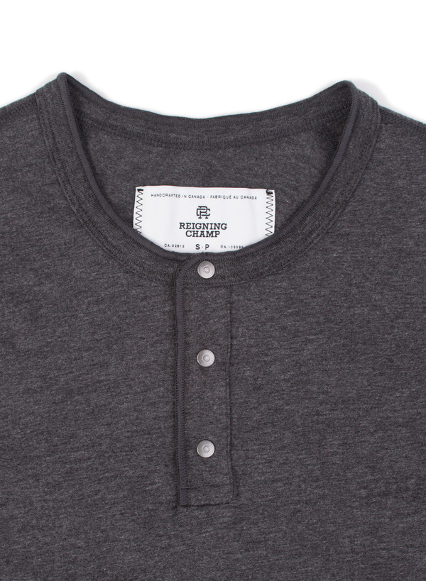 Reigning Champ Ringspun Jersey Long Sleeve Henley H. Charcoal Reigning Champ Ringspun Jersey Long Sleeve Henley H. Charcoal