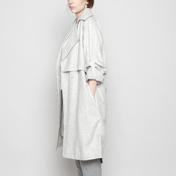 7115 by Szeki Wool Trench Coat - Light Gray FW16 7115 by Szeki Wool Trench Coat - Light Gray FW16