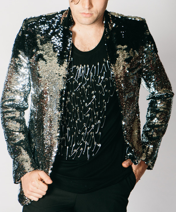 Men's Any Old Iron Black/Silver Sequin Jacket Men's Any Old Iron Black/Silver Sequin Jacket