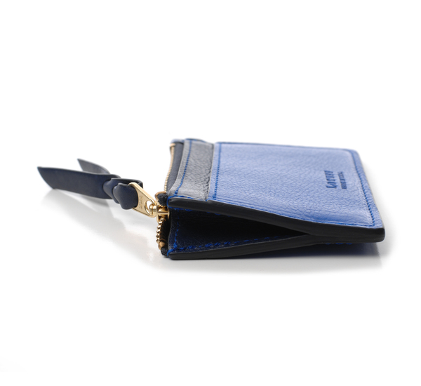 Lotuff Leather Black and Electric Blue Card Case Wallet Lotuff Leather Black and Electric Blue Card Case Wallet