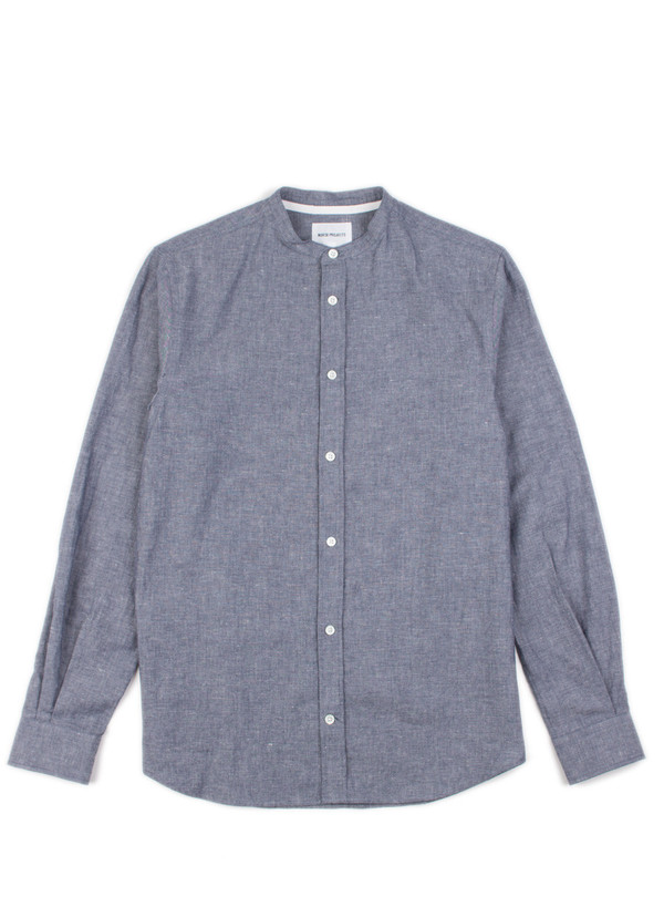 Men's Norse Projects Benno Grandad Slub LS Indigo Men's Norse Projects Benno Grandad Slub LS Indigo