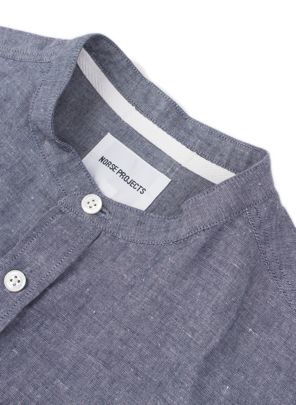 Men's Norse Projects Benno Grandad Slub LS Indigo Men's Norse Projects Benno Grandad Slub LS Indigo