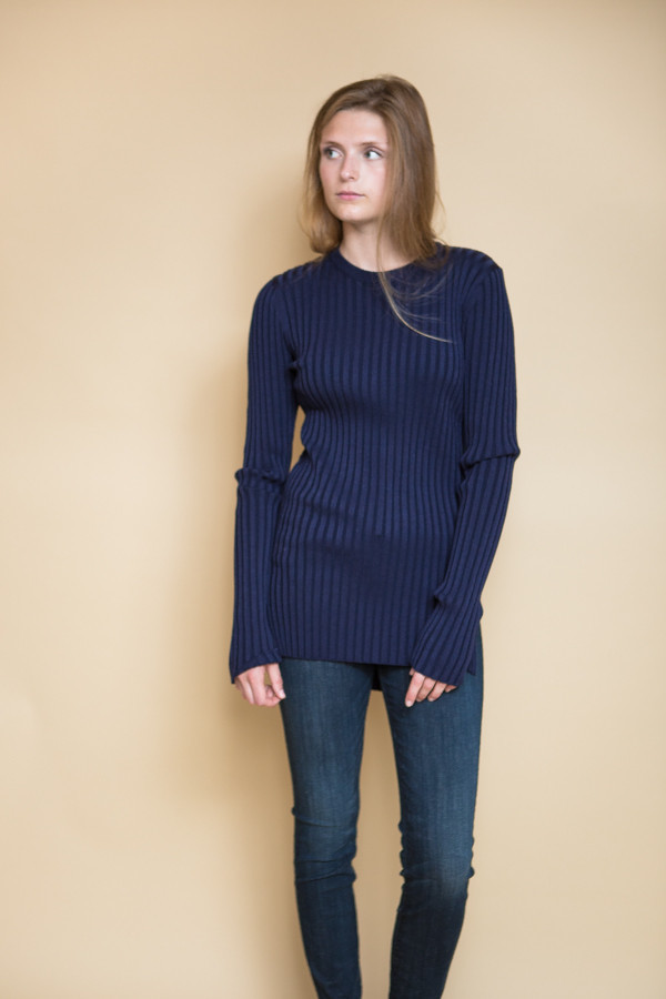 Achro Long Sleeve Ribbed Sweater - Navy Achro Long Sleeve Ribbed Sweater - Navy