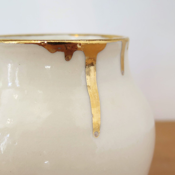 White Vase with Gold detail White Vase with Gold detail