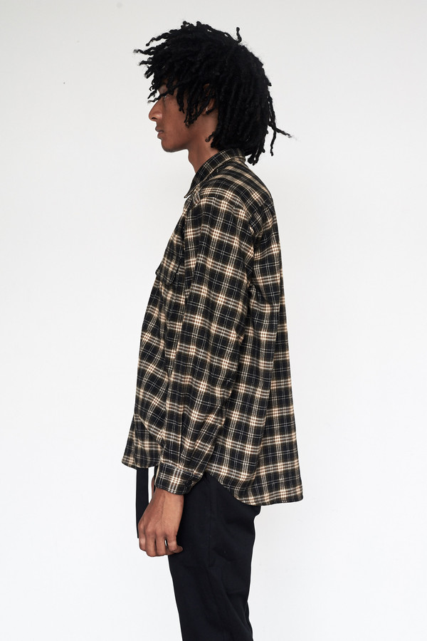 Men's Assembly New York Flannel Plaid Poet Shirt Men's Assembly New York Flannel Plaid Poet Shirt