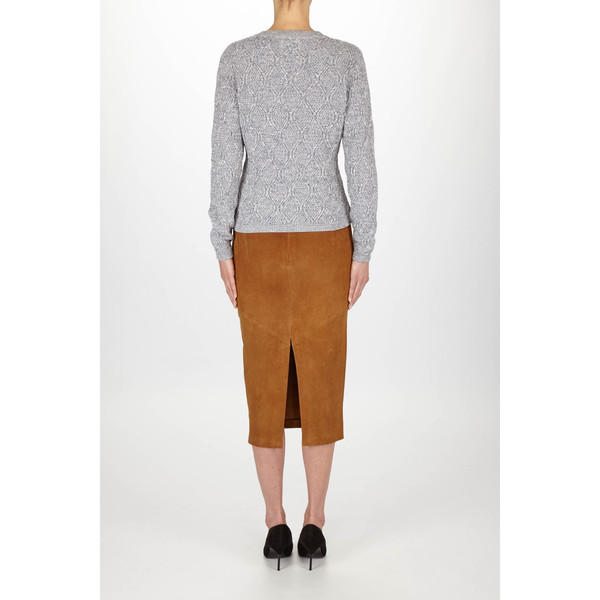 Just Female "Ventura" Knit Deep V Cable Melange Sweater Just Female "Ventura" Knit Deep V Cable Melange Sweater