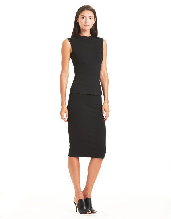 TOME BLACK PONTI STAND COLLAR SHELL TOME BLACK PONTI STAND COLLAR SHELL
