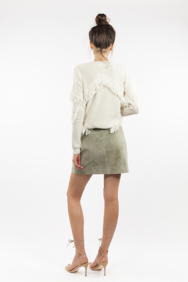 Tanya Taylor Inlay Fringe Cha Cha Sweater - Cream Tanya Taylor Inlay Fringe Cha Cha Sweater - Cream