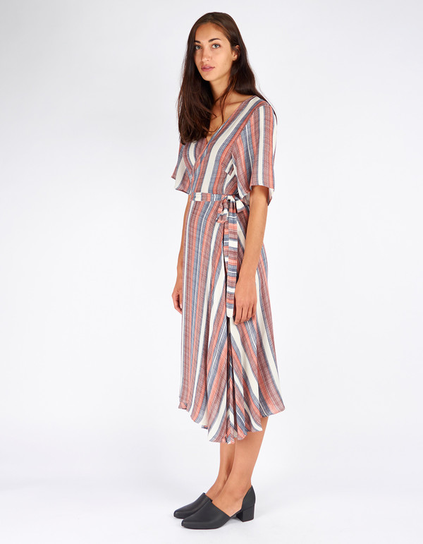 Just Female Stripe Wrap Dress Stripe AOP Just Female Stripe Wrap Dress Stripe AOP