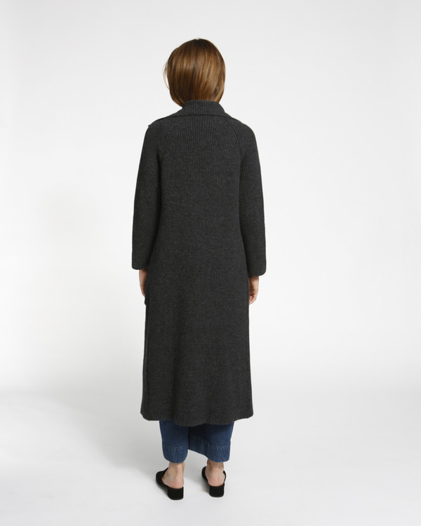 Achro Chunky Ribbed Sweater Coat in Charcoal Achro Chunky Ribbed Sweater Coat in Charcoal