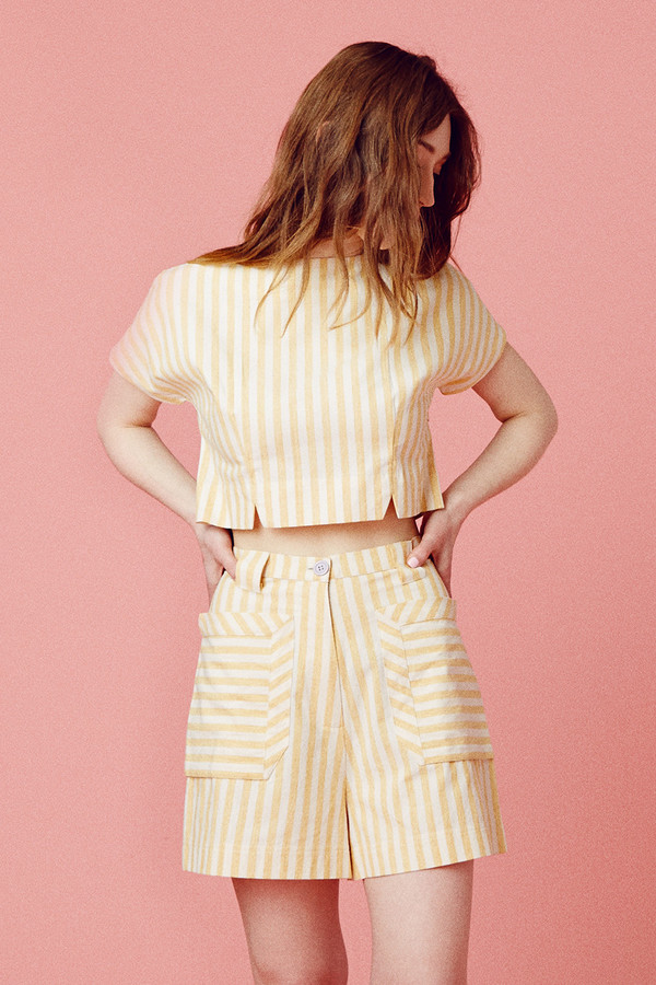 Samantha Pleet Perspective Shorts - Yellow Stripe Samantha Pleet Perspective Shorts - Yellow Stripe