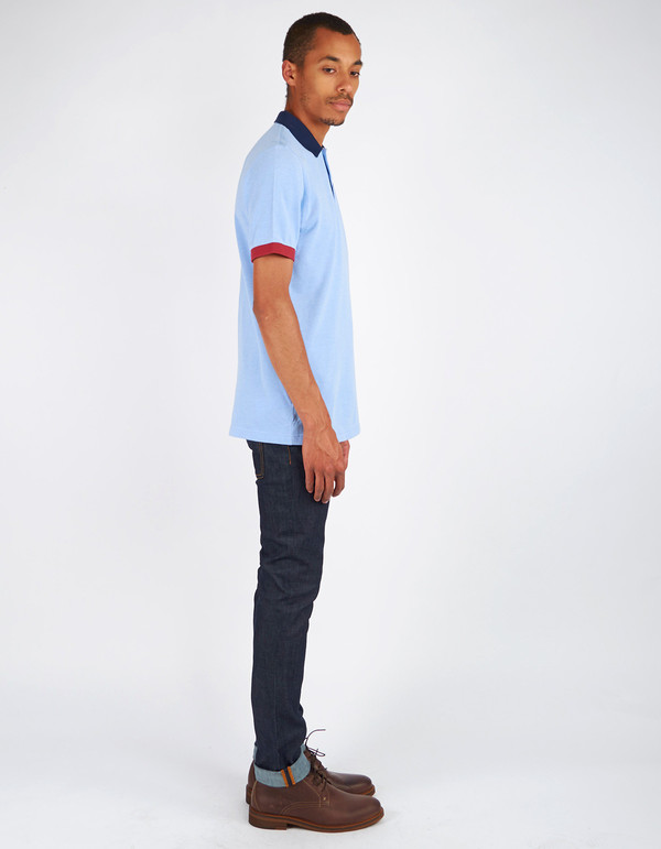 Men's Fred Perry Colour Block Pique Shirt Light Smoke Oxford Men's Fred Perry Colour Block Pique Shirt Light Smoke Oxford