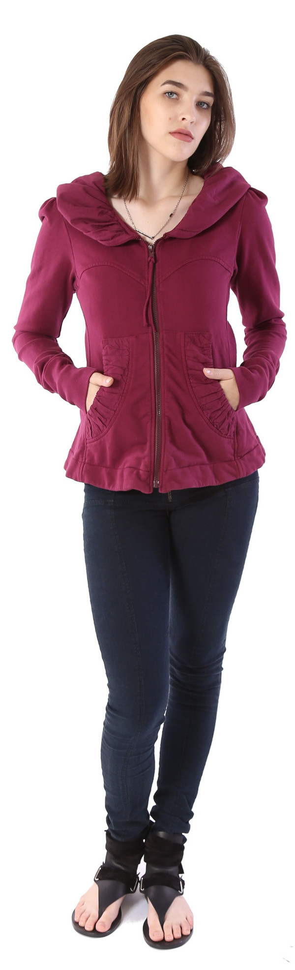 Prairie Underground Short Cloak Hoodie in Beet Prairie Underground Short Cloak Hoodie in Beet
