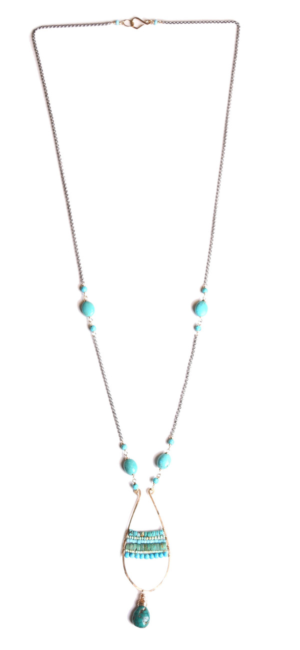 James and Jezebelle Turquoise Teardrop Paddle Necklace James and Jezebelle Turquoise Teardrop Paddle Necklace