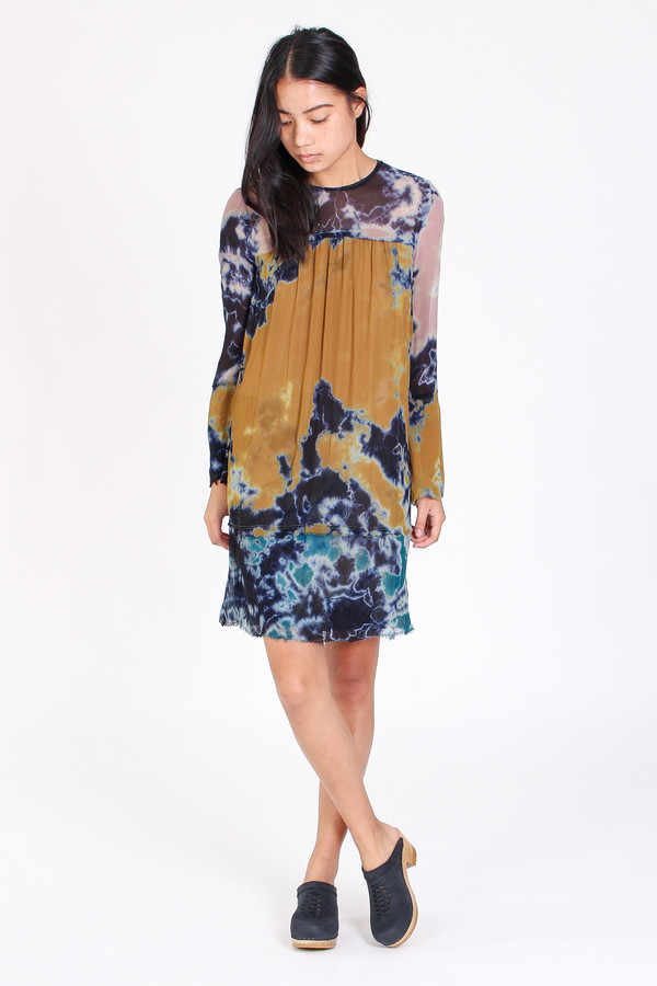 Raquel Allegra Bell sleeve vintage dress in multi Raquel Allegra Bell sleeve vintage dress in multi