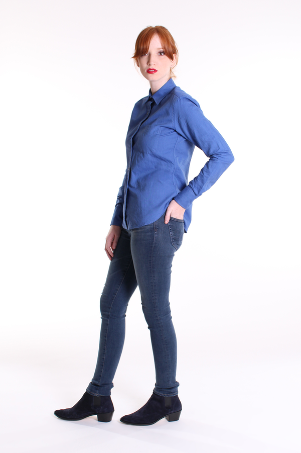 Vert & Vogue Boyfriend oxford button-down in navy Vert & Vogue Boyfriend oxford button-down in navy