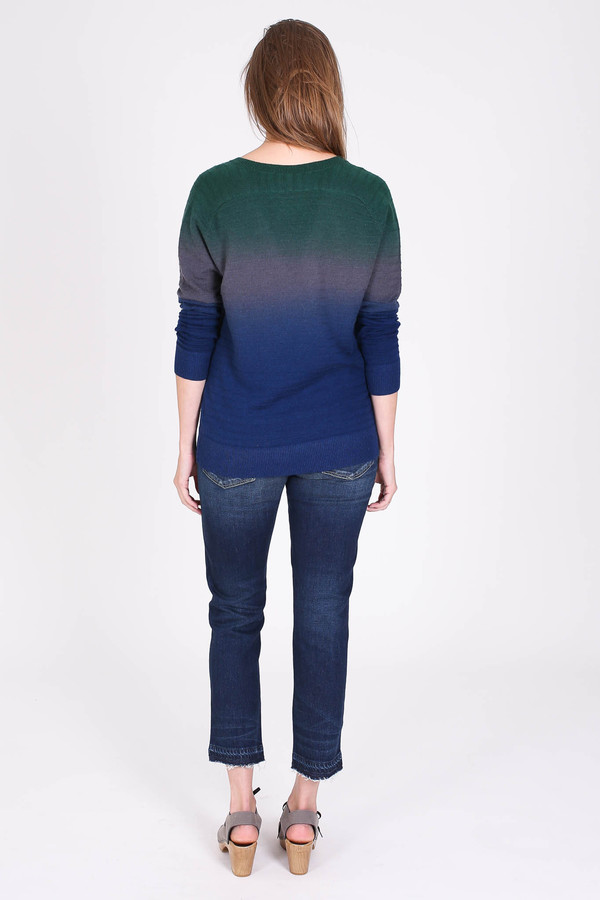 Raquel Allegra Deep v-neck dip dye pullover in midnight Raquel Allegra Deep v-neck dip dye pullover in midnight