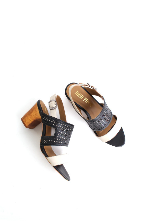 Nina Payne Evan sandals in black/ivory Nina Payne Evan sandals in black/ivory