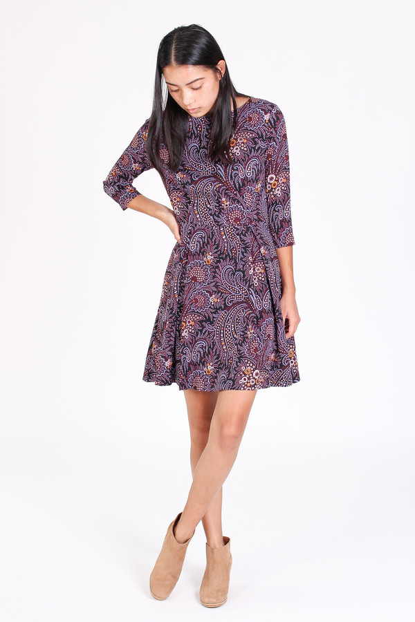 Suno Fit and flare dress in paisley wine Suno Fit and flare dress in paisley wine