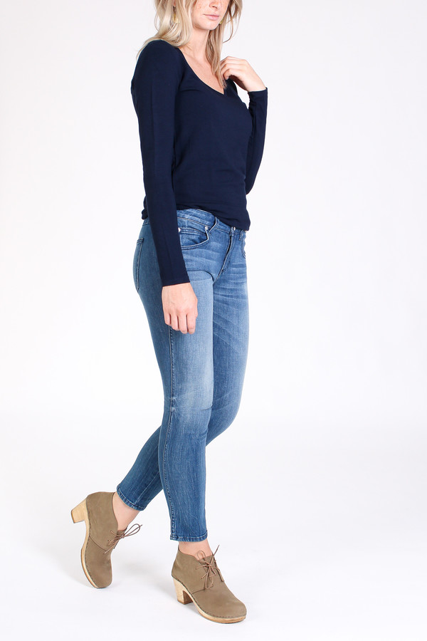 Majestic French terry scoop neck top in marine Majestic French terry scoop neck top in marine