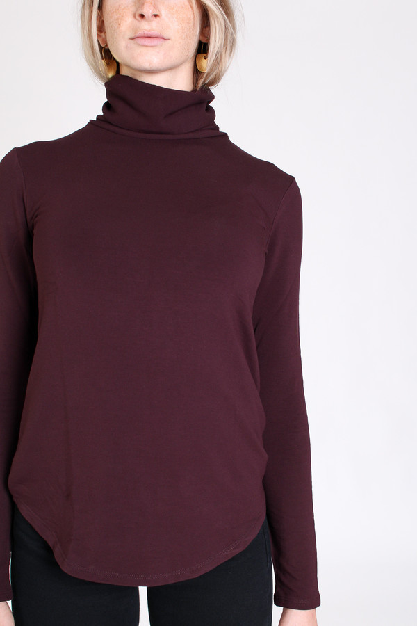 Majestic French terry turtleneck in aubergine Majestic French terry turtleneck in aubergine