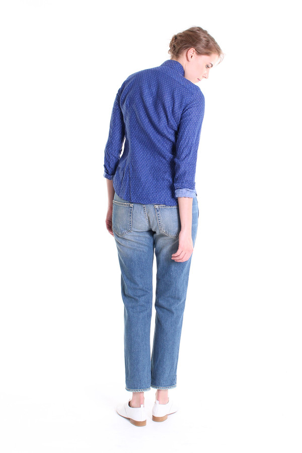Vert & Vogue Long sleeve button down shirt in blue dot print Vert & Vogue Long sleeve button down shirt in blue dot print