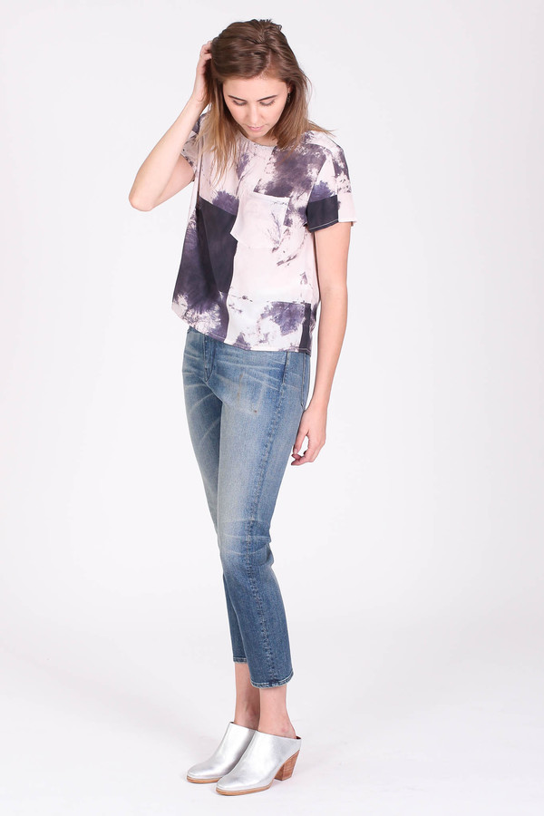 The Podolls Luz pocket tee in logwood print The Podolls Luz pocket tee in logwood print