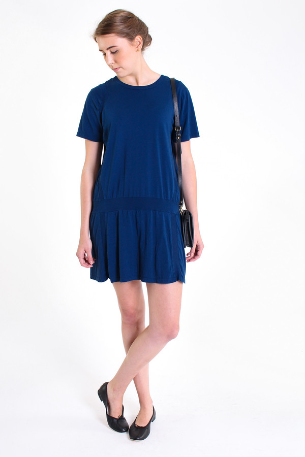 Clu Paneled short sleeve dress in Sea Blue Clu Paneled short sleeve dress in Sea Blue