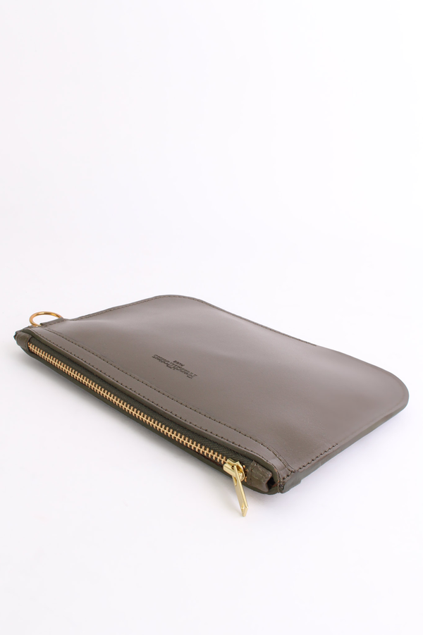 French Trotters Scott leather zipper pouch in bronze French Trotters Scott leather zipper pouch in bronze