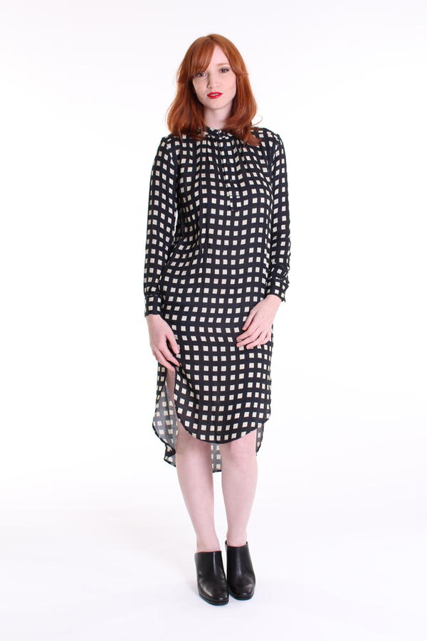Apiece Apart Shirred georgia dress in navy/white Apiece Apart Shirred georgia dress in navy/white