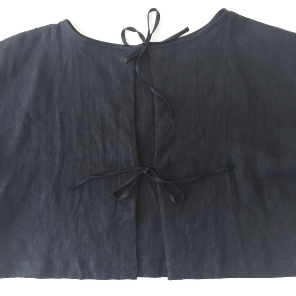 LLOYD Black Linen Tie Back Top LLOYD Black Linen Tie Back Top