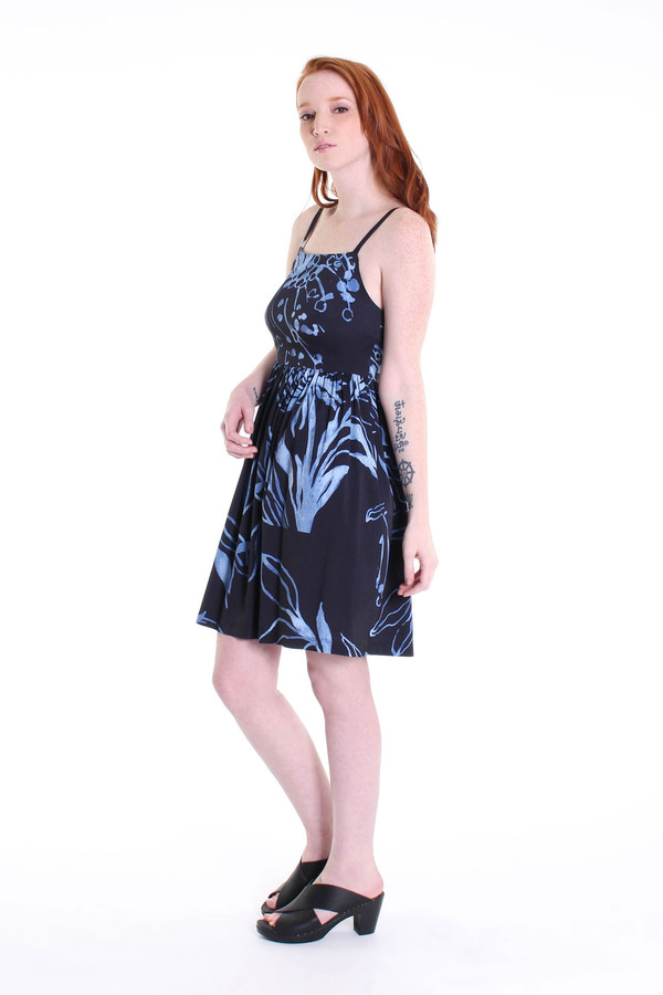 Suno Shirred waist tank dress in black floral Suno Shirred waist tank dress in black floral