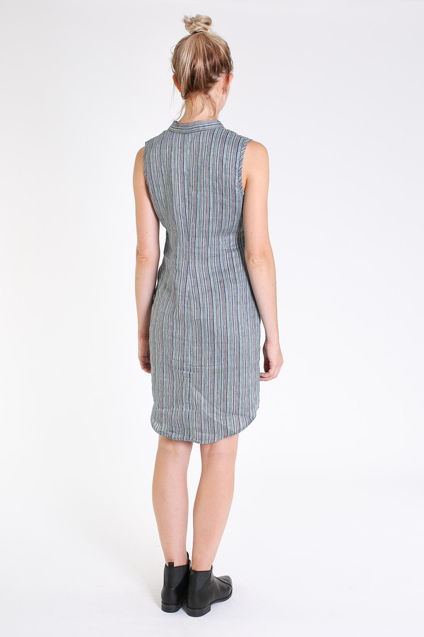 Nuthatch Sleeveless shirt dress in blue combo stripe Nuthatch Sleeveless shirt dress in blue combo stripe