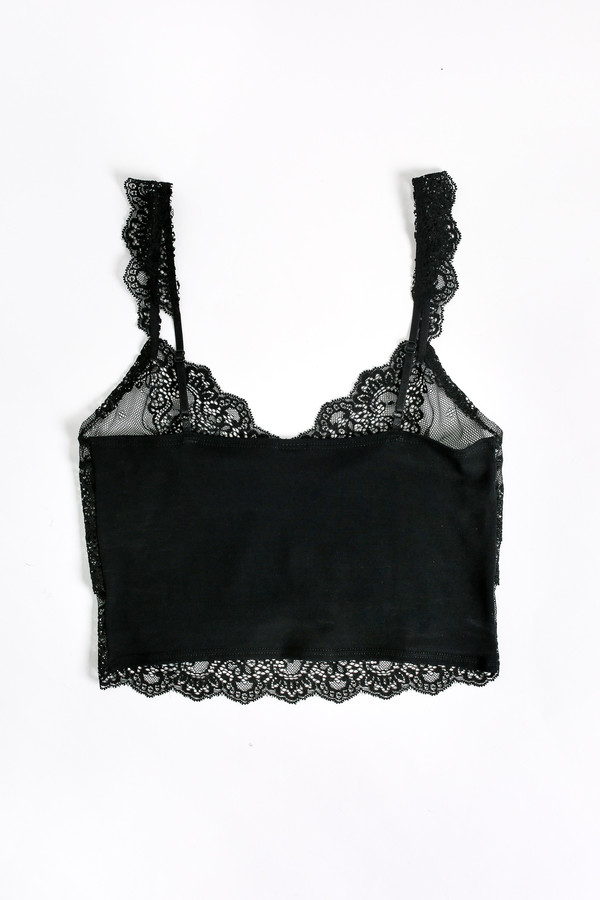 Only Hearts So fine lace cropped cami in black Only Hearts So fine lace cropped cami in black