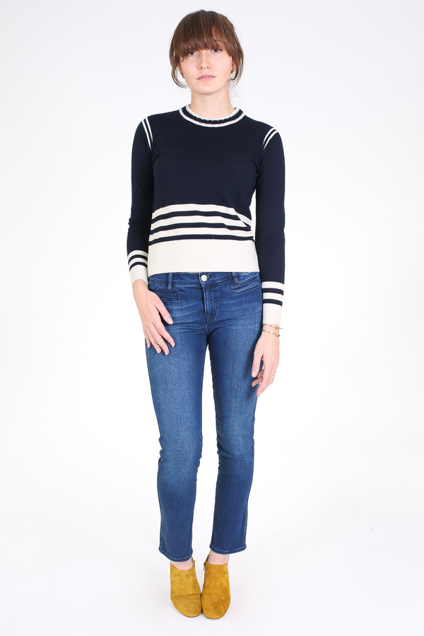 Chinti and Parker Sporty stripe sweater in navy Chinti and Parker Sporty stripe sweater in navy