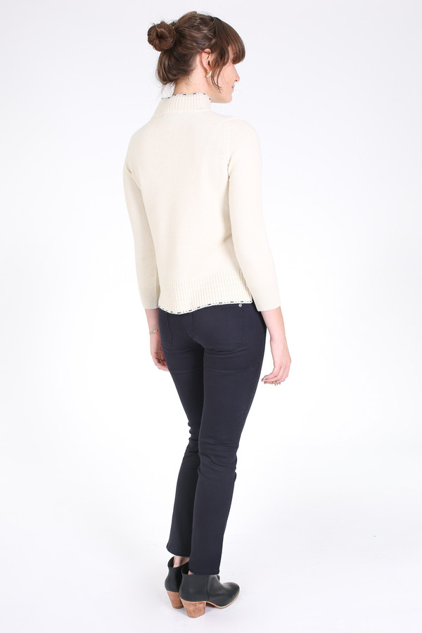 M.i.h Jeans Tipped guernsey cashmere sweater in cream M.i.h Jeans Tipped guernsey cashmere sweater in cream