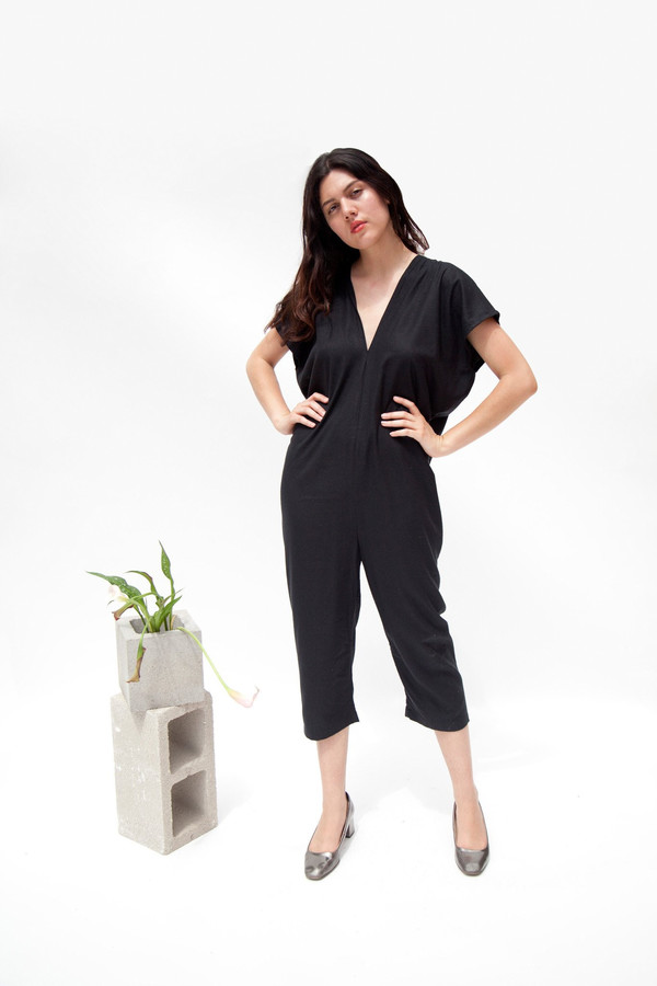 Miranda Bennett Everyday Jumpsuit, Black Silk Noil Miranda Bennett Everyday Jumpsuit, Black Silk Noil