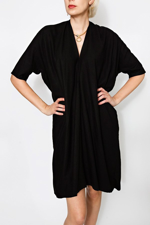 Miranda Bennett Muse Dress, Oversized, Black Silk Noil Miranda Bennett Muse Dress, Oversized, Black Silk Noil