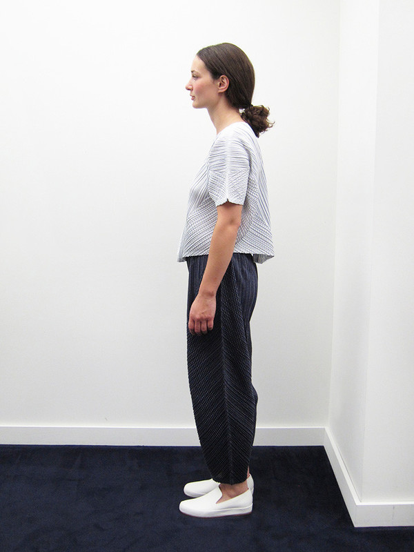 Issey Miyake Kasuri Stripe Top - White Issey Miyake Kasuri Stripe Top - White
